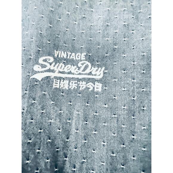 Superdry British Japan White Navajo Embroidered Chambray ButtonDown Shirt Top M - Picture 3 of 6